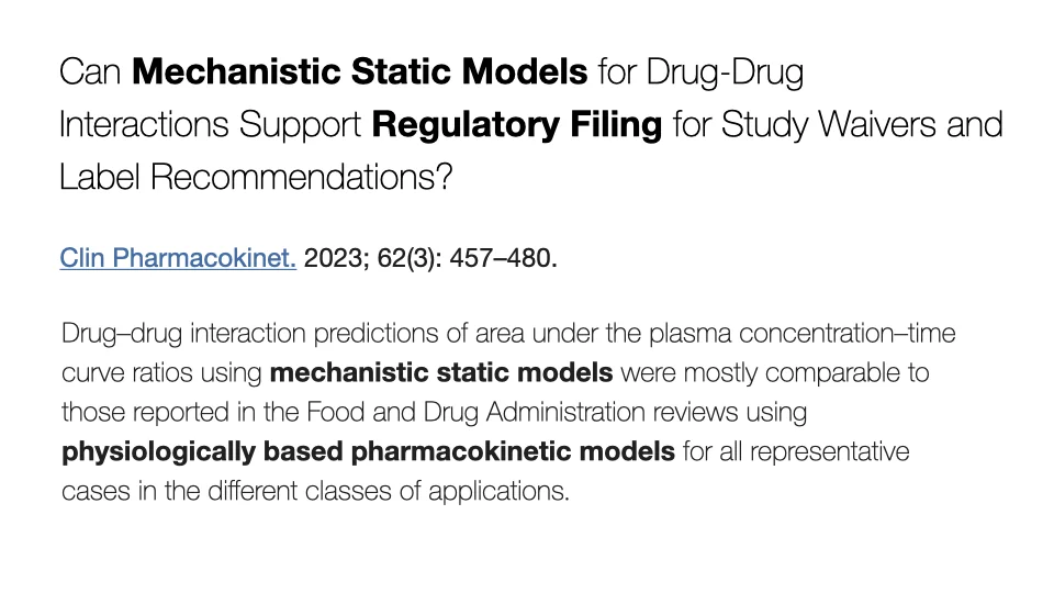 Mechanistic static models for regulatory filing